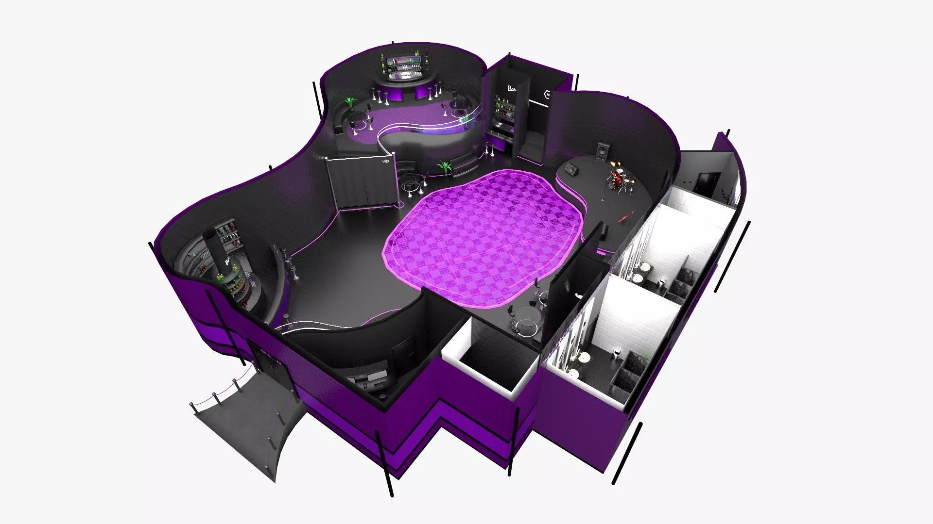 Night Club Complete - Interior Exterior Environment Design Low-poly 3D model_0