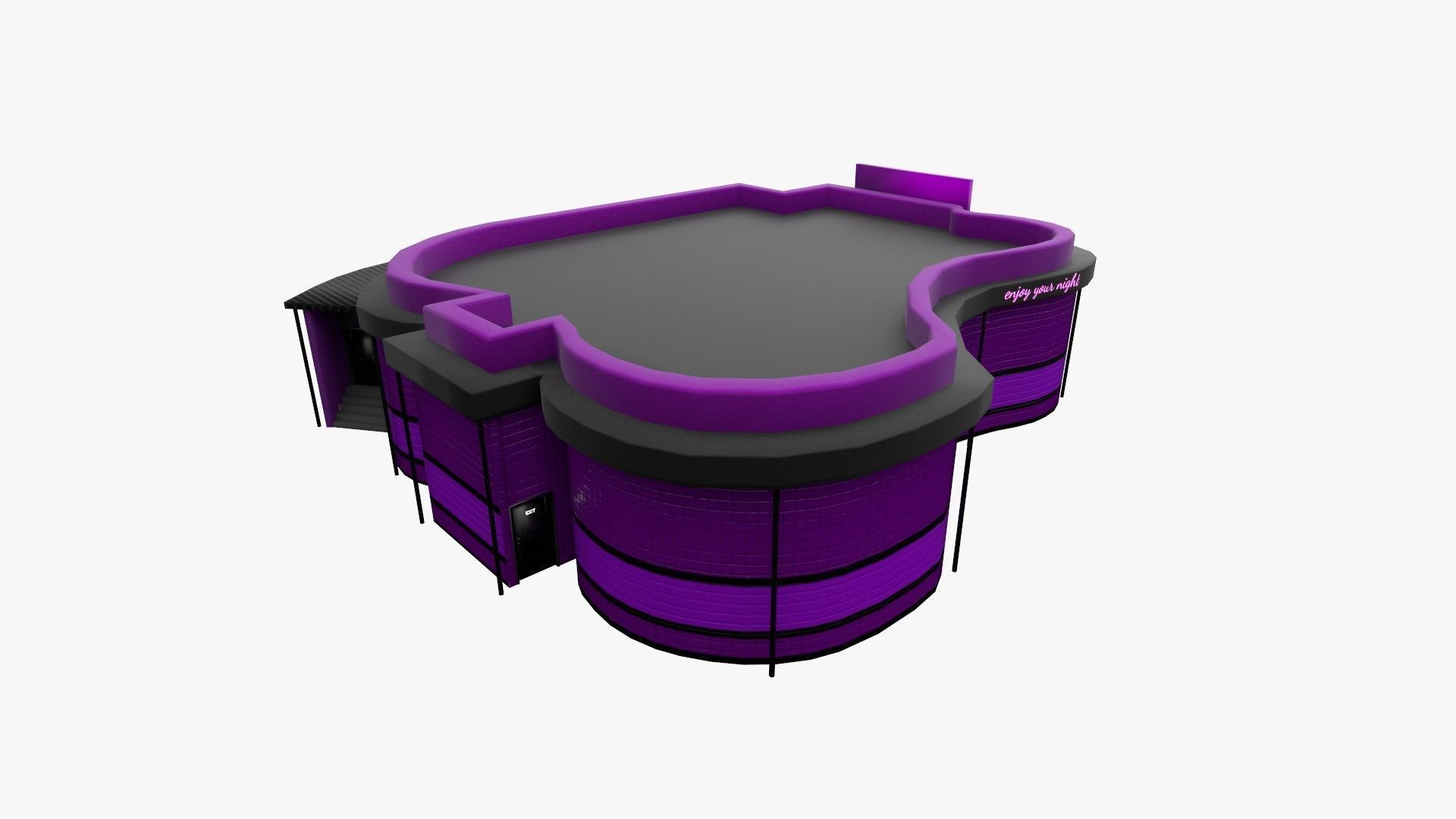 Night Club Complete - Interior Exterior Environment Design Low-poly 3D model_18