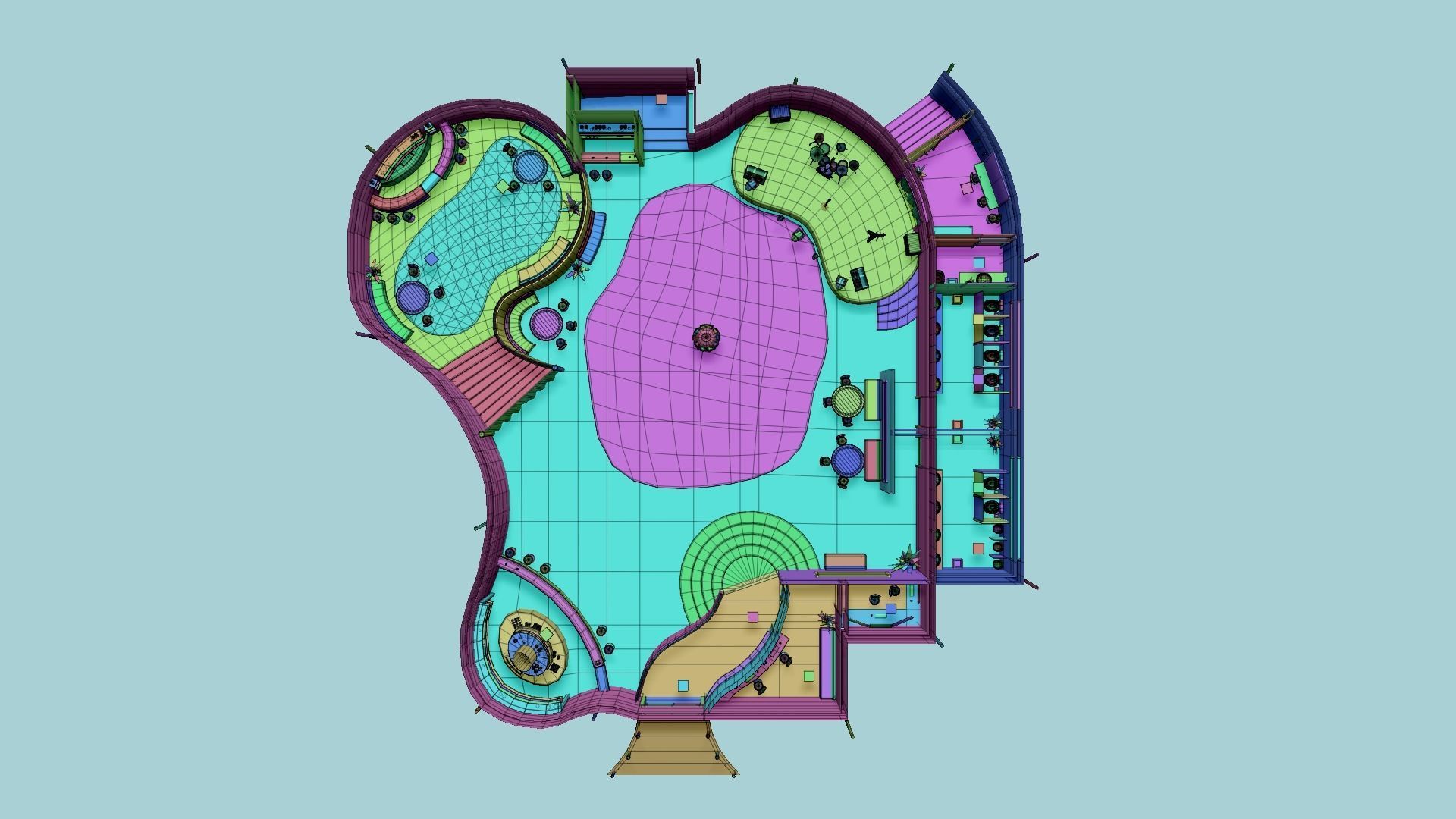 Night Club Complete - Interior Exterior Environment Design Low-poly 3D model_32