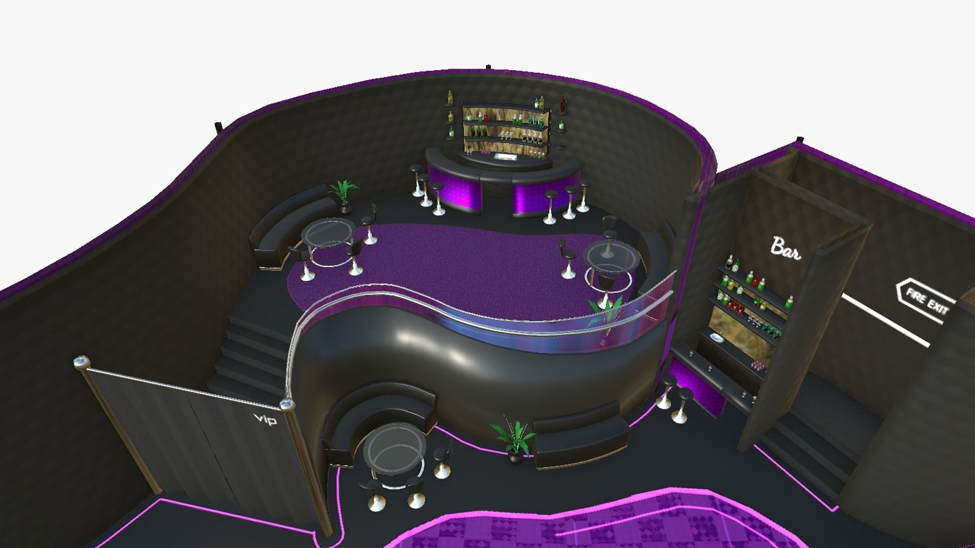 Night Club Complete - Interior Exterior Environment Design Low-poly 3D model_12