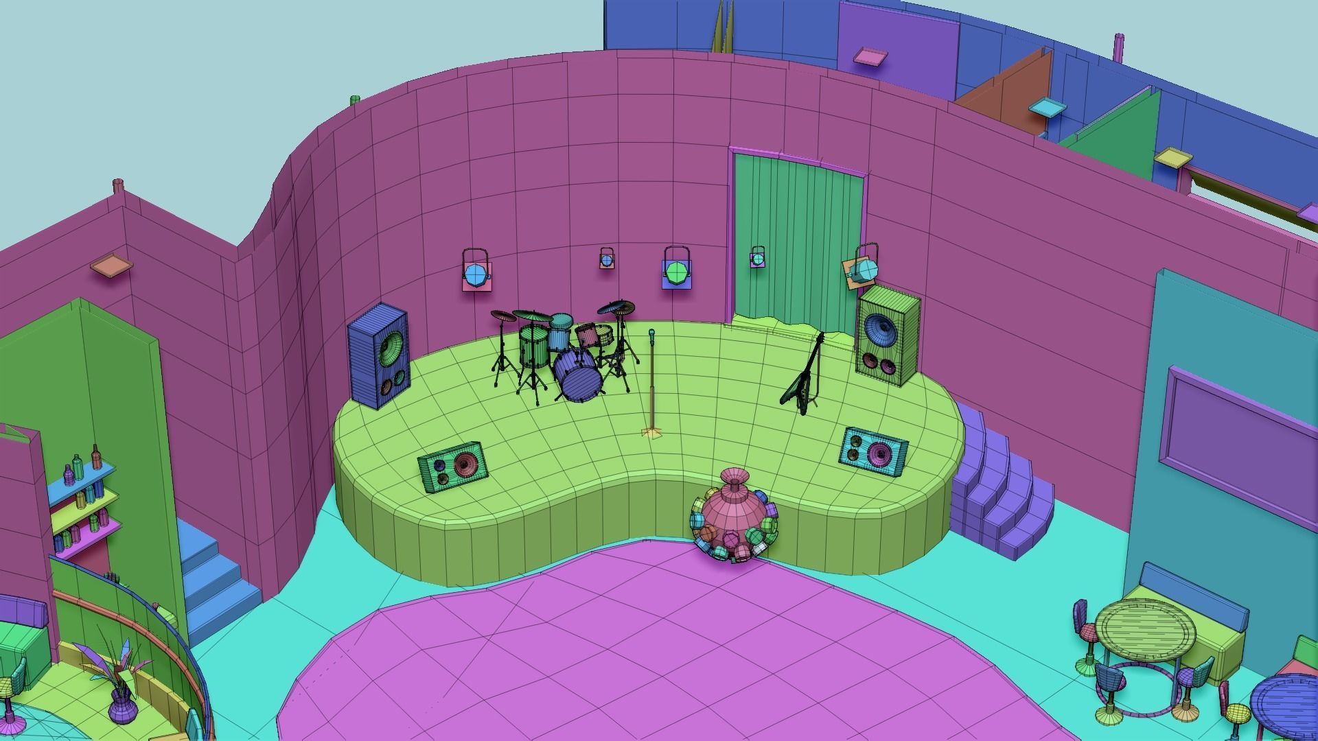 Night Club Complete - Interior Exterior Environment Design Low-poly 3D model_36