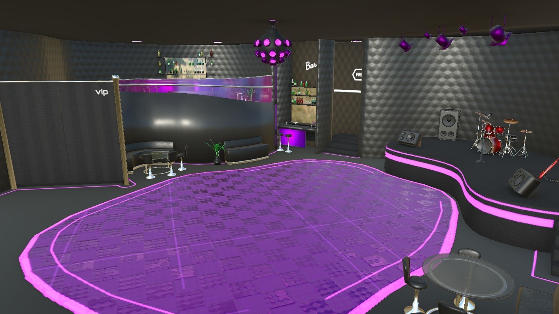 Night Club Complete - Interior Exterior Environment Design Low-poly 3D model_2