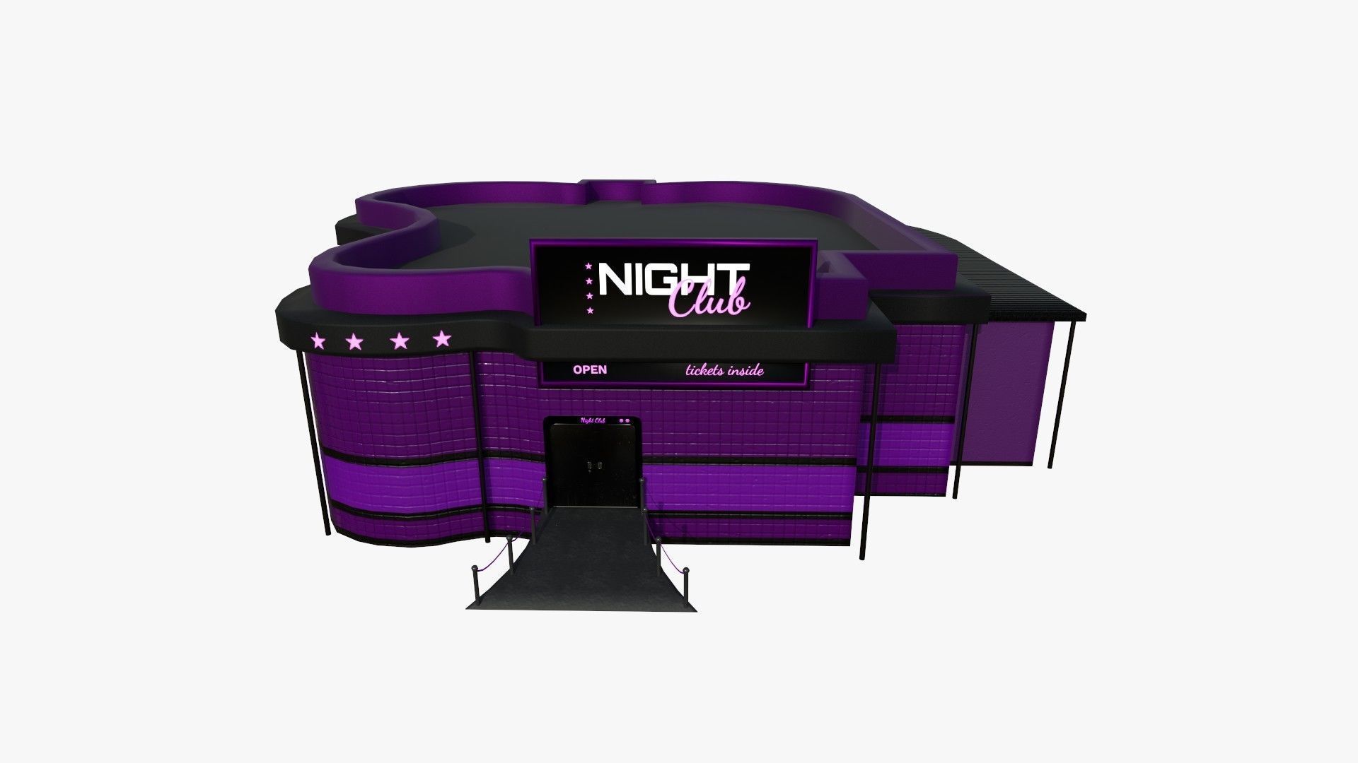 Night Club Complete - Interior Exterior Environment Design Low-poly 3D model_1