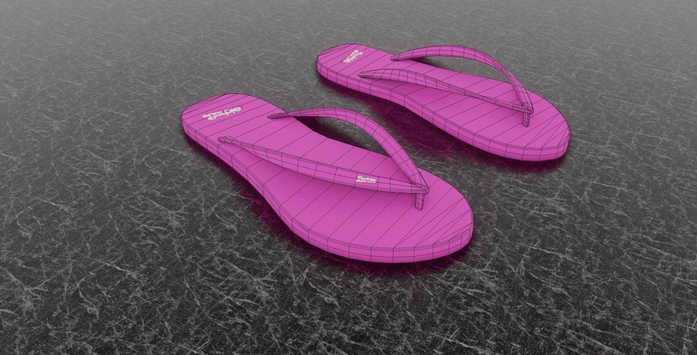 BARBIE 3D FLIP-FLOPS - PINK Low-poly 3D model_12