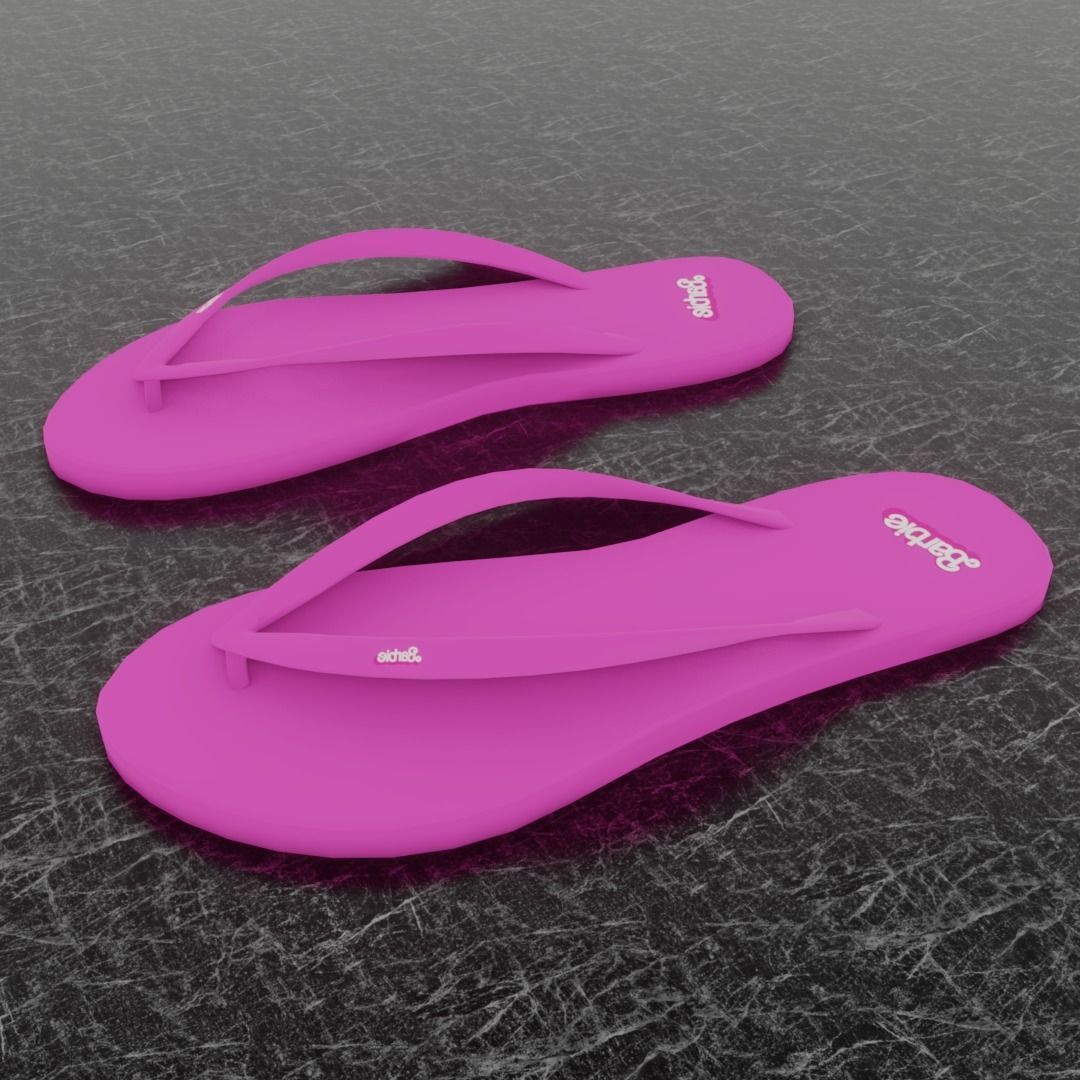 BARBIE 3D FLIP-FLOPS - PINK Low-poly 3D model_1