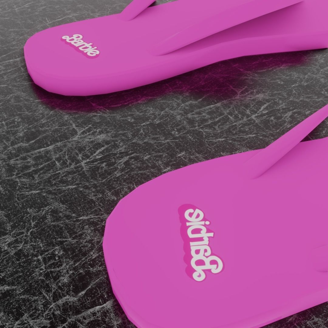 BARBIE 3D FLIP-FLOPS - PINK Low-poly 3D model_9
