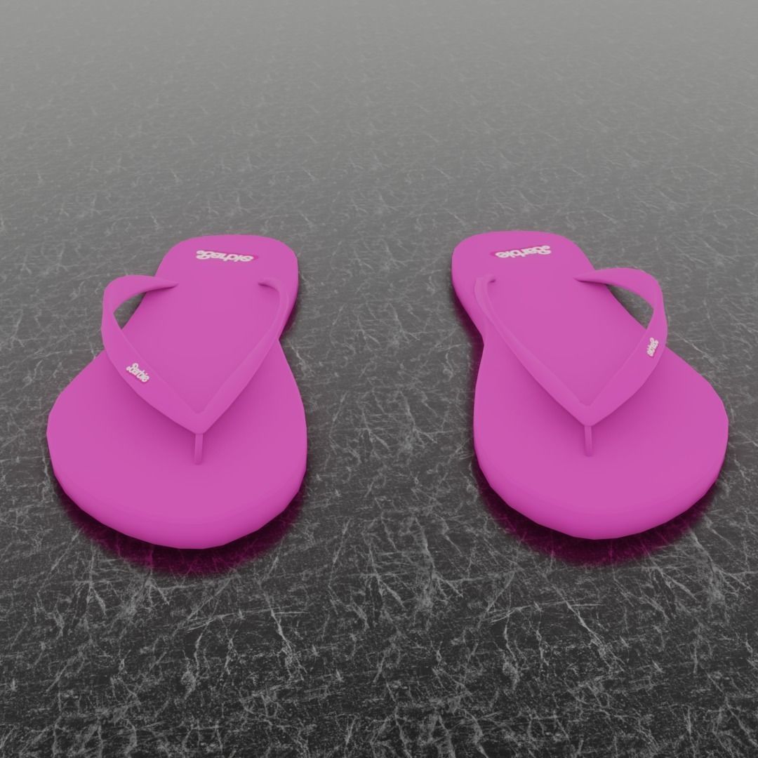 BARBIE 3D FLIP-FLOPS - PINK Low-poly 3D model_2