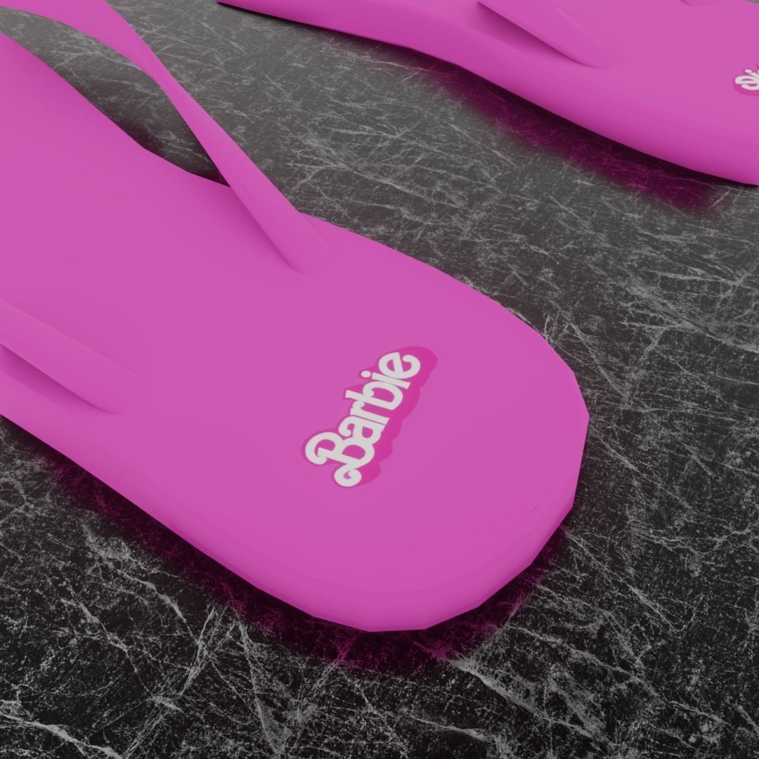 BARBIE 3D FLIP-FLOPS - PINK Low-poly 3D model_10