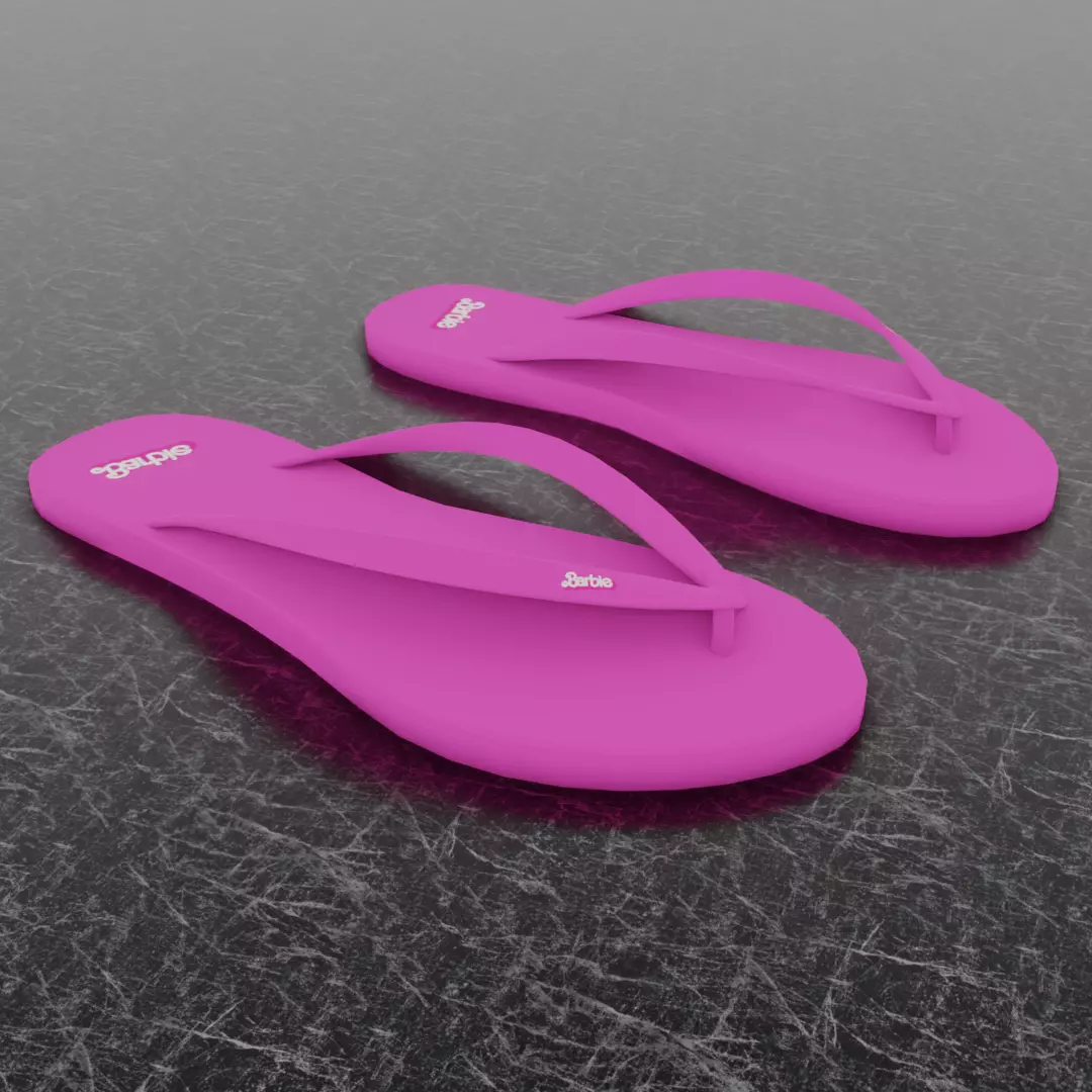 BARBIE 3D FLIP-FLOPS - PINK Low-poly 3D model_0