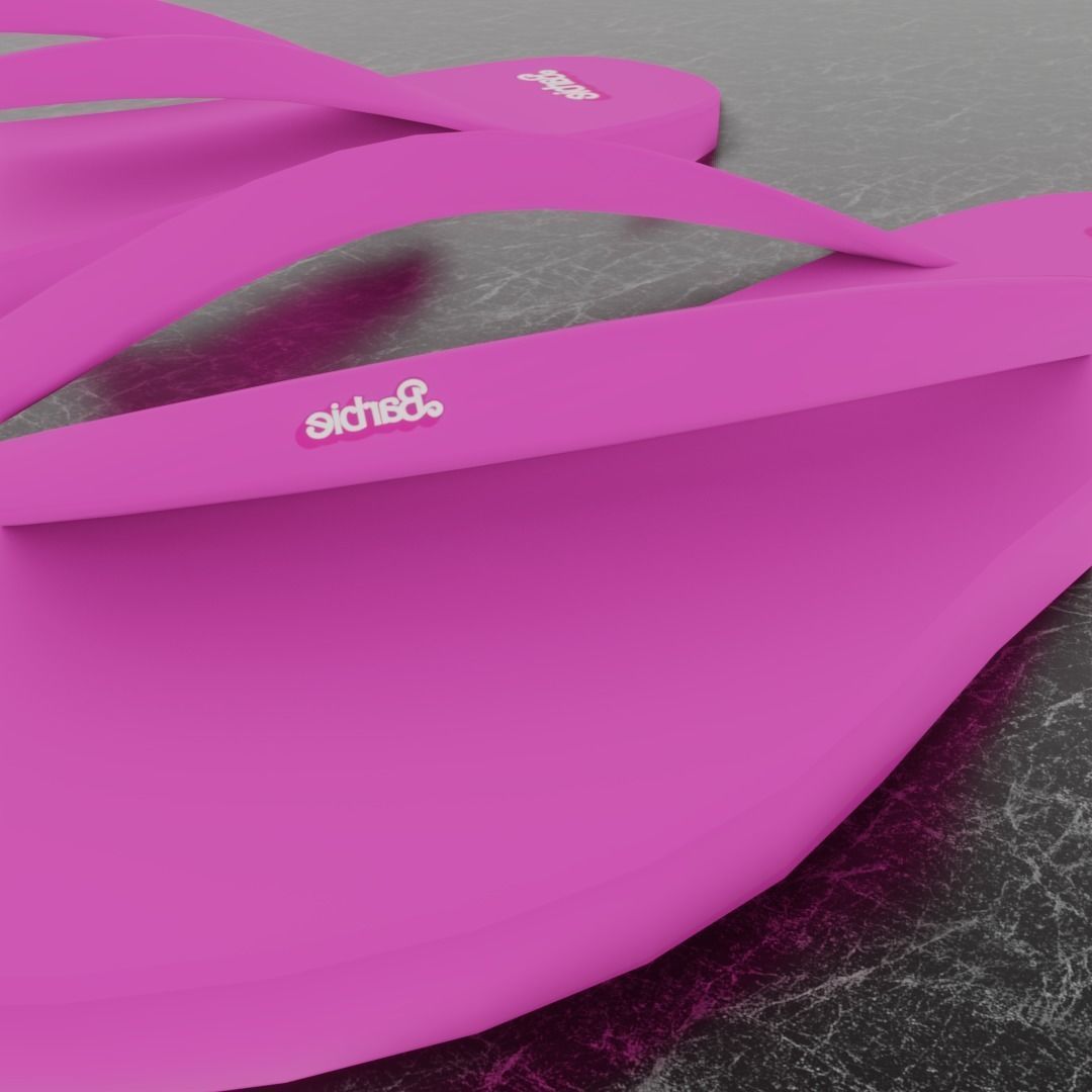 BARBIE 3D FLIP-FLOPS - PINK Low-poly 3D model_11