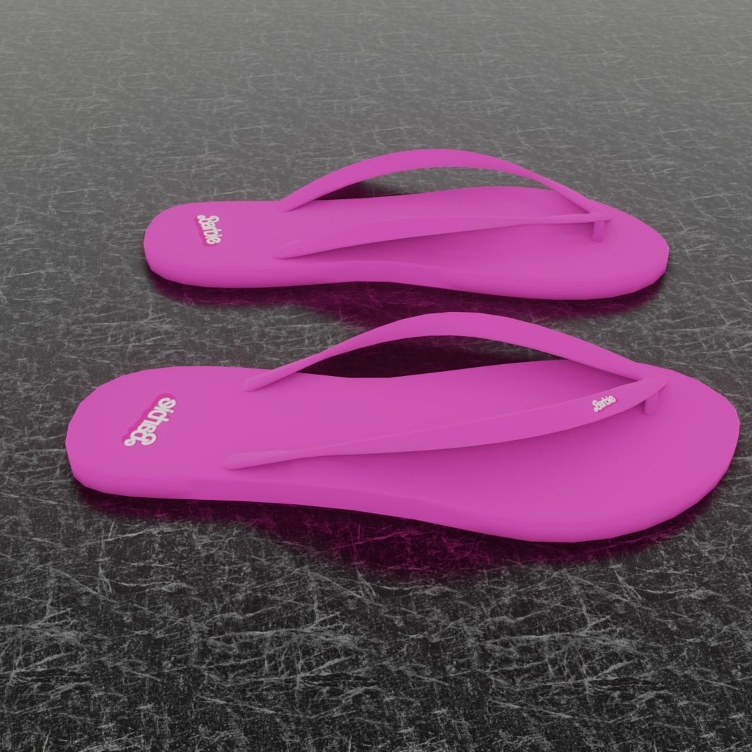 BARBIE 3D FLIP-FLOPS - PINK Low-poly 3D model_3