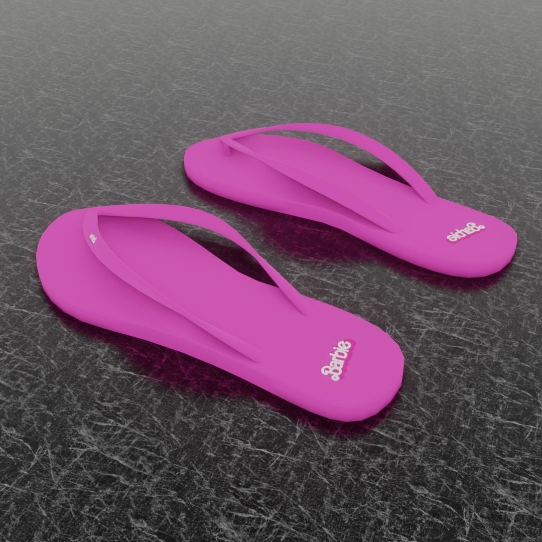 BARBIE 3D FLIP-FLOPS - PINK Low-poly 3D model_5