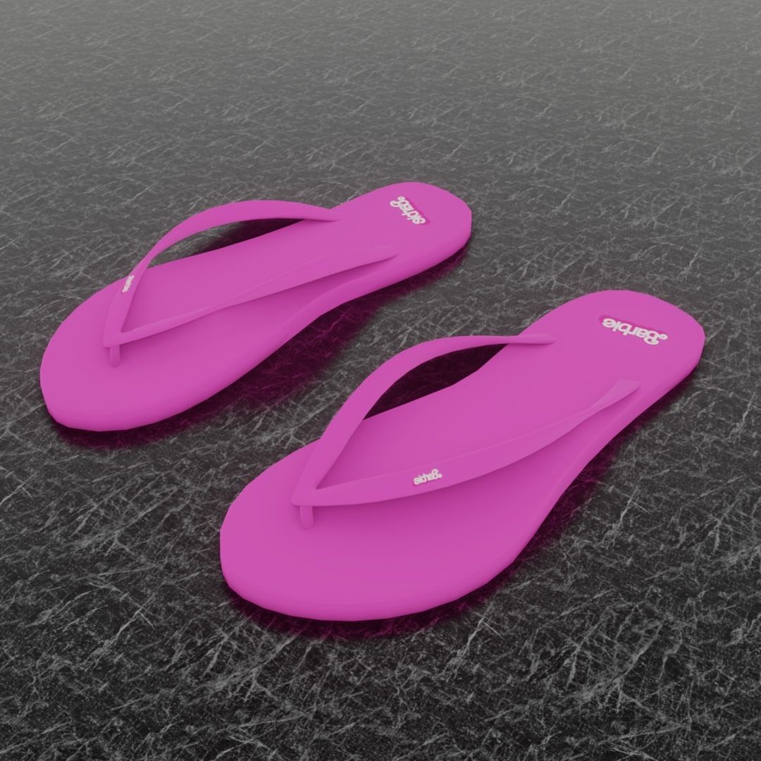 BARBIE 3D FLIP-FLOPS - PINK Low-poly 3D model_6