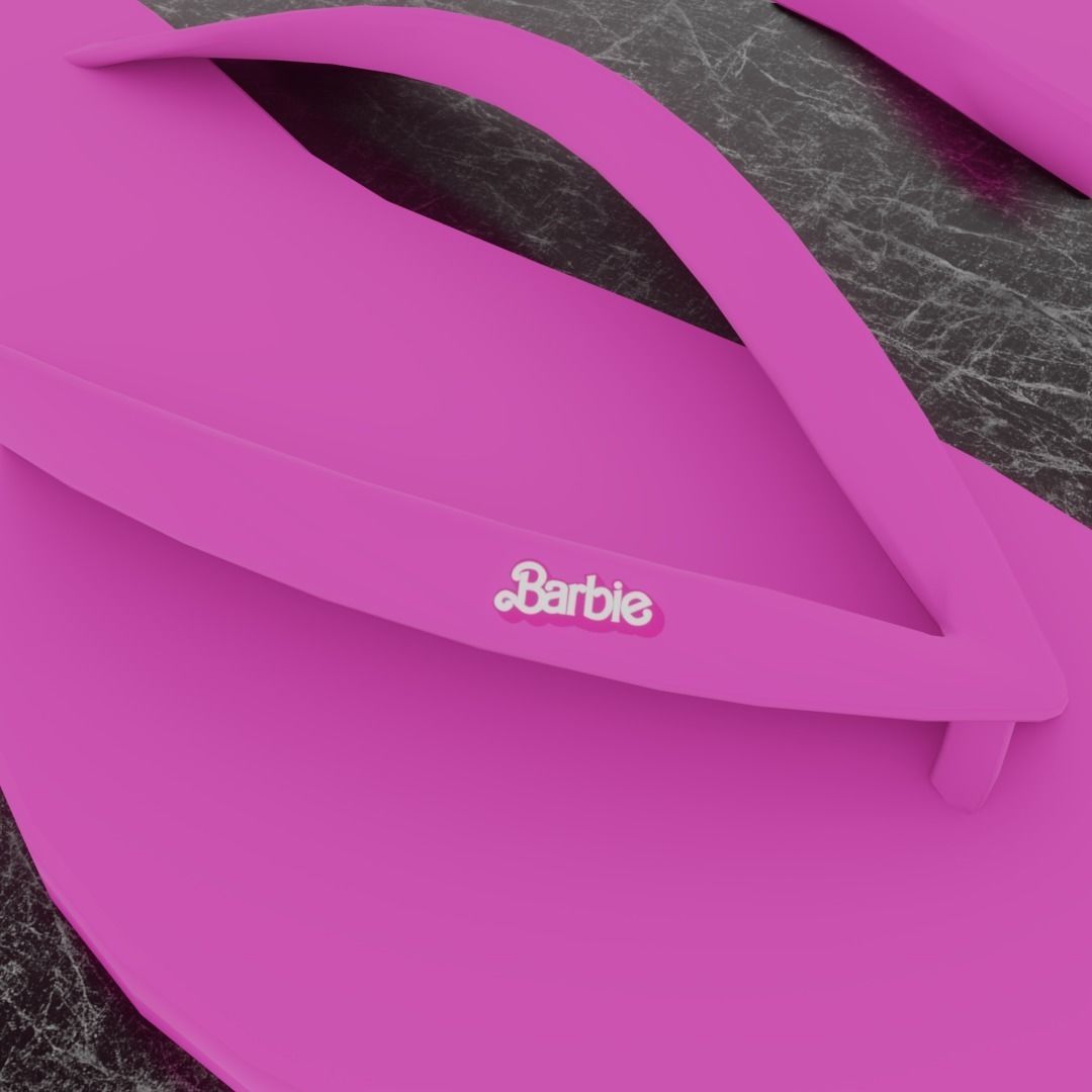 BARBIE 3D FLIP-FLOPS - PINK Low-poly 3D model_8