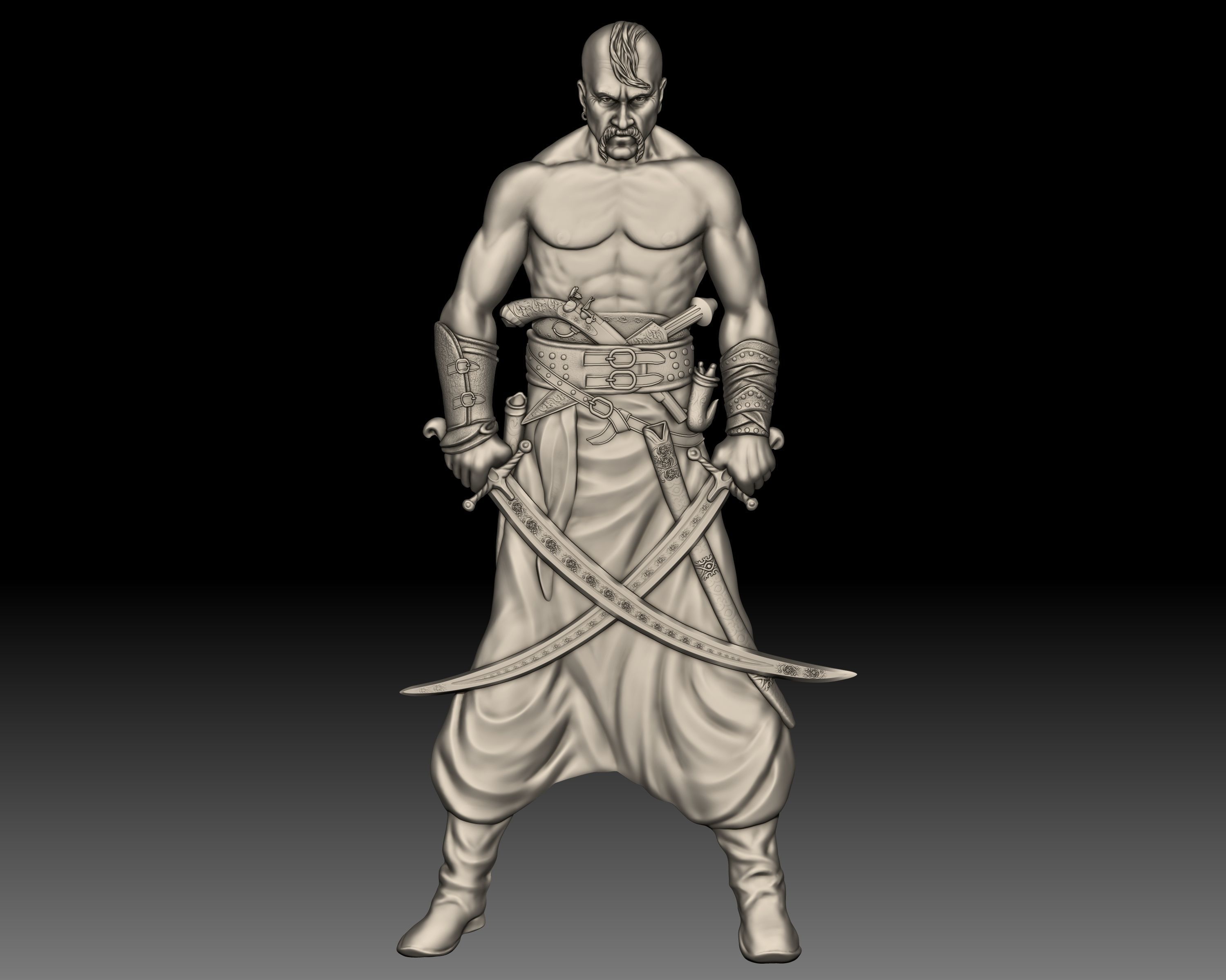 Cossack Ukrainian warrior bas-relief 3D print model_8