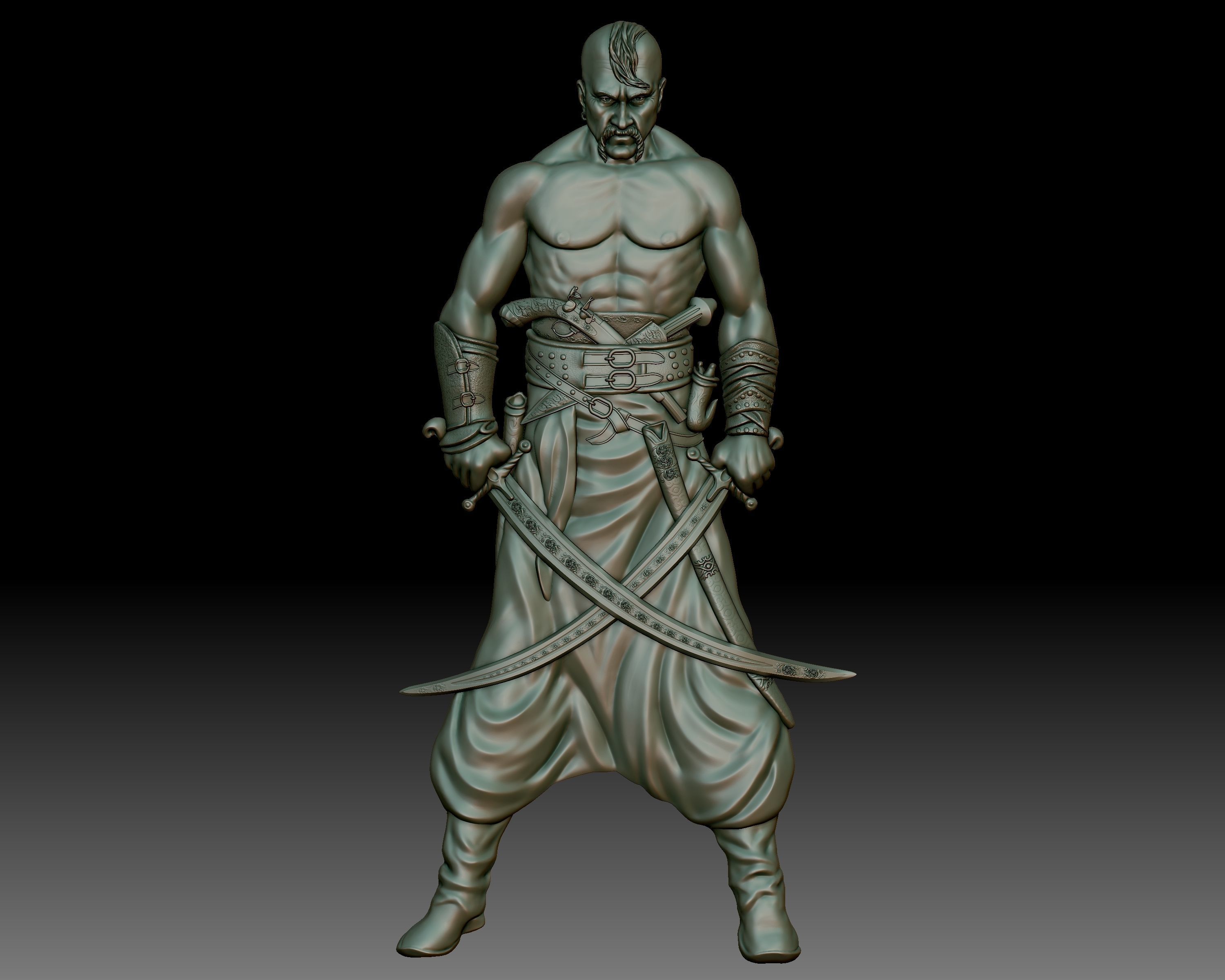 Cossack Ukrainian warrior bas-relief 3D print model_7