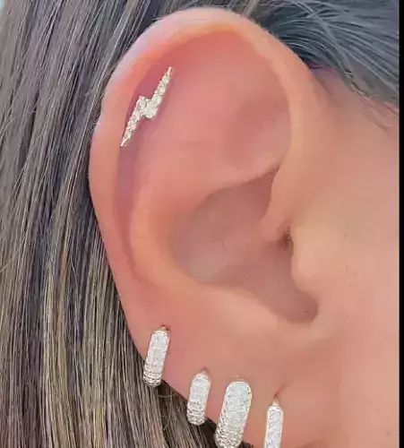 Piercing lightning for helix tragus flat 