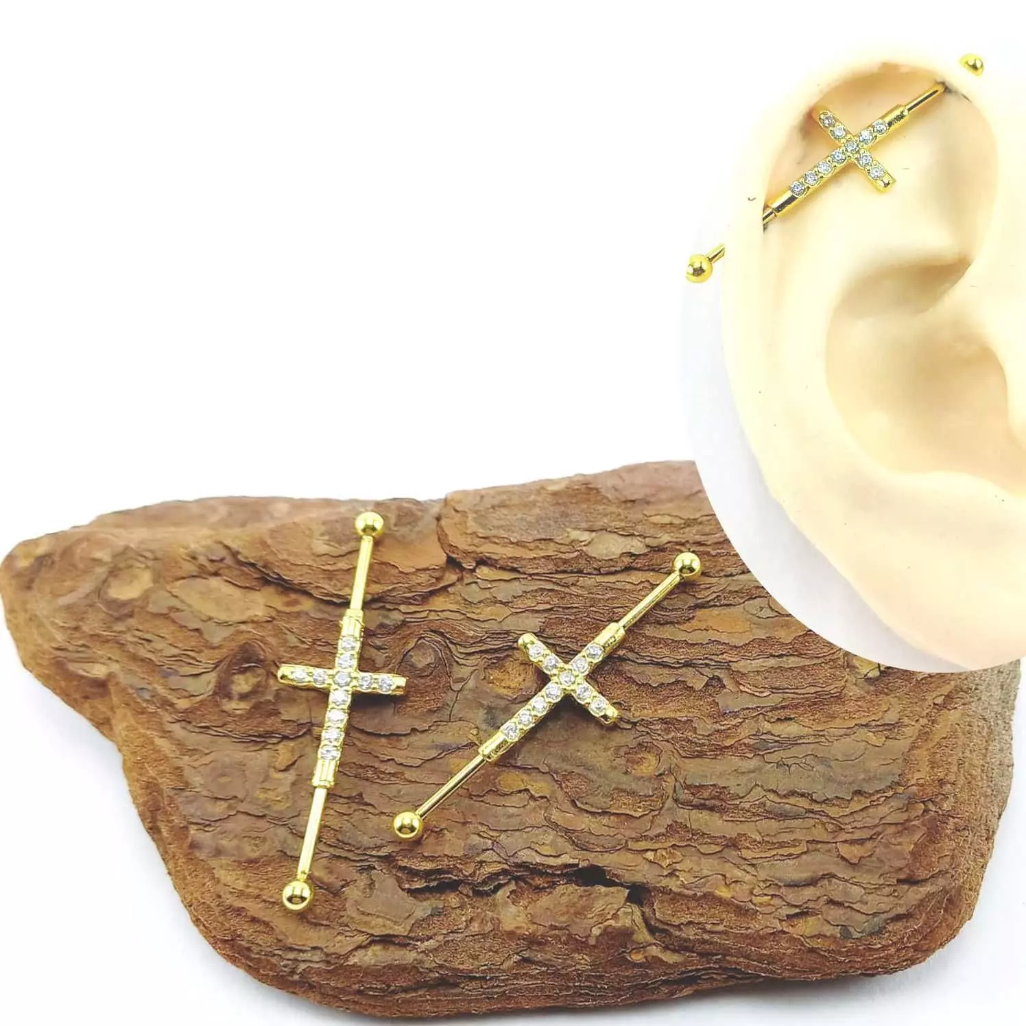 Piercing ear Industrial Barbell Cross model Exclusive  3D print model_0