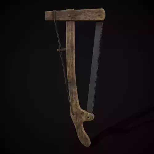 Antique Wooden Bow Saw Low-poly 3D model