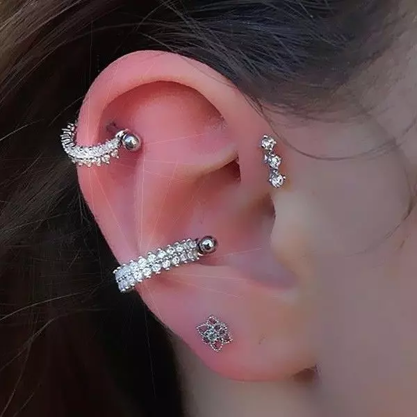 Pac 3 sizes Piercing helix conch tragus double exclusive 3D print model_0