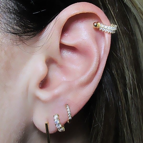 Pac 3 sizes Piercing helix conch tragus double exclusive 3D print model_4