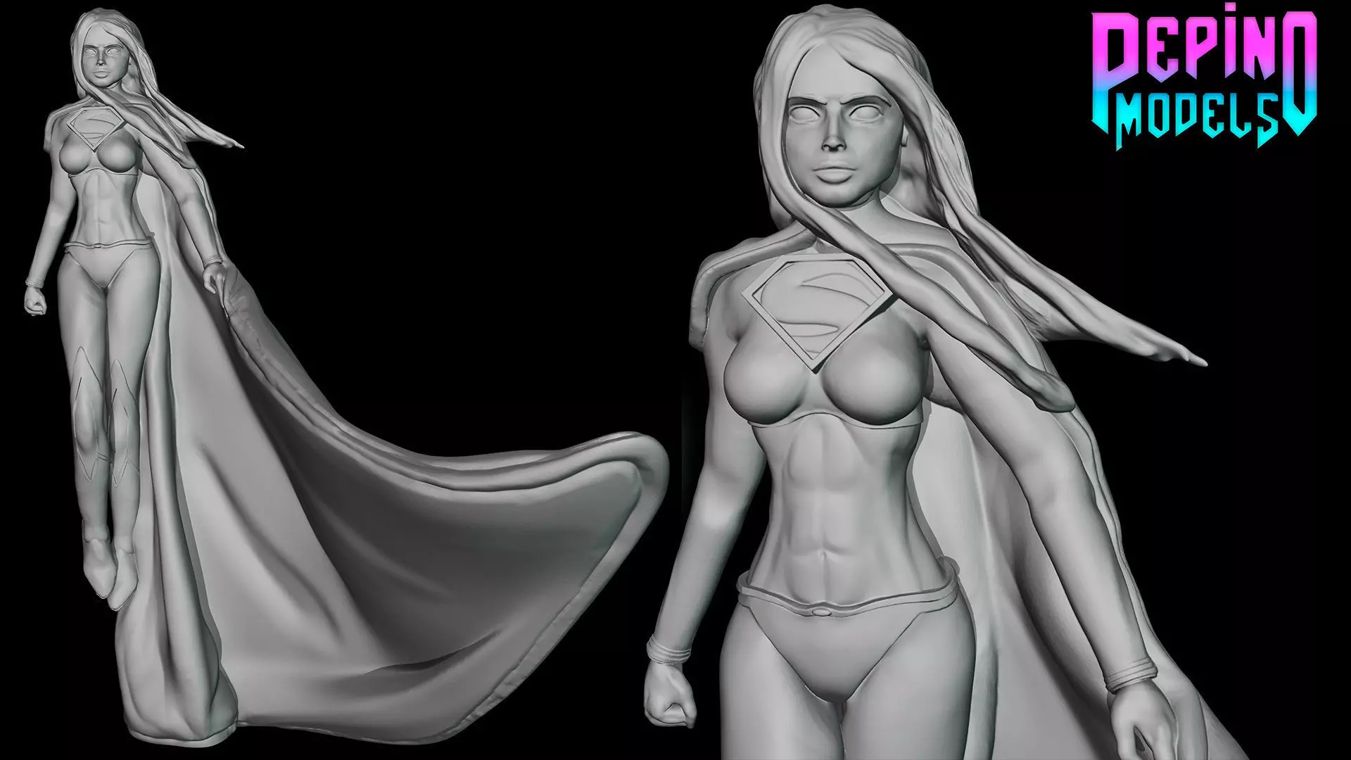Supergirl from DC Comics - 62mm scale miniature 3D print model_0