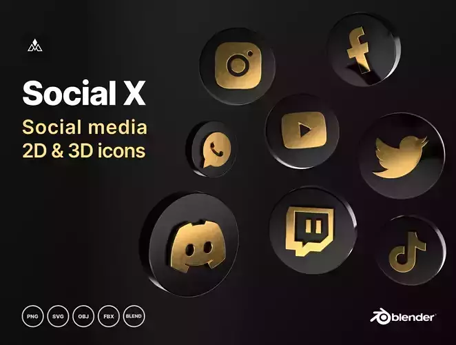 Social X Low-poly 3D model