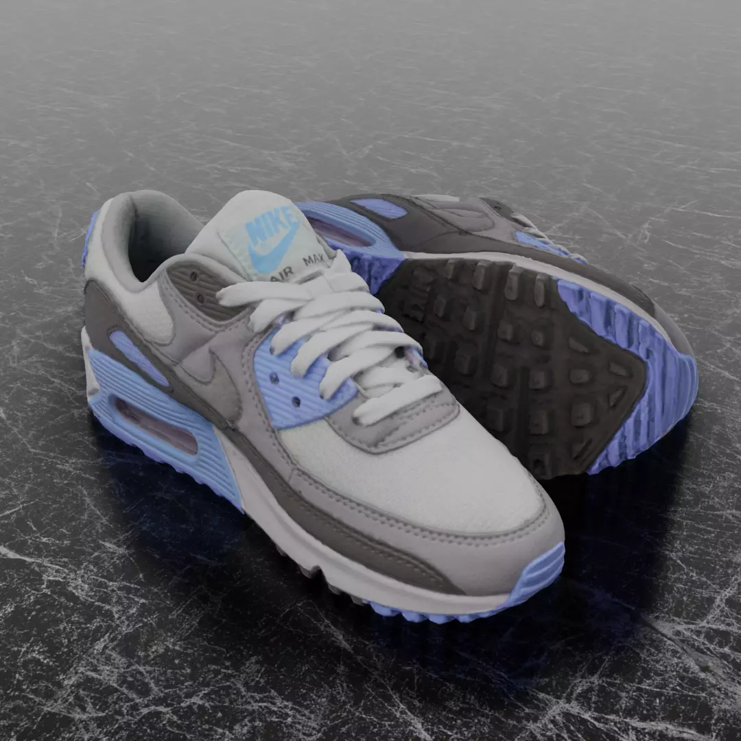 NIKE AIR MAX 3D SHOES - BLUE Low-poly 3D model_0