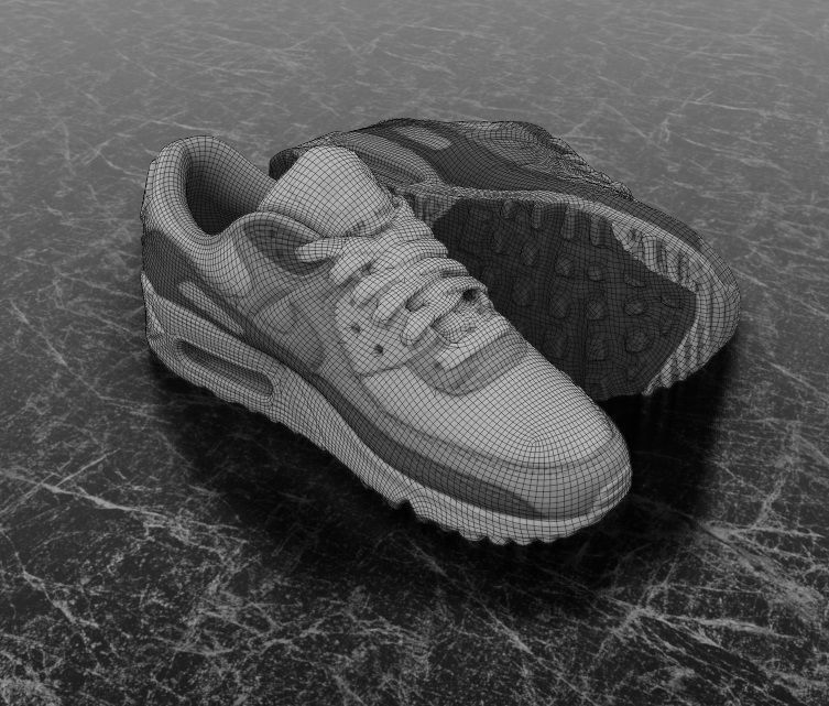 NIKE AIR MAX 3D SHOES - GREY Low-poly 3D model_10
