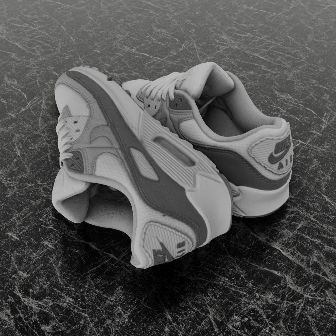 NIKE AIR MAX 3D SHOES - GREY Low-poly 3D model_6