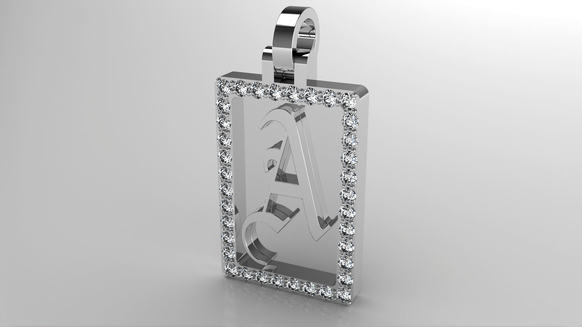 old English letter pendent with diamonds  3D print model_1