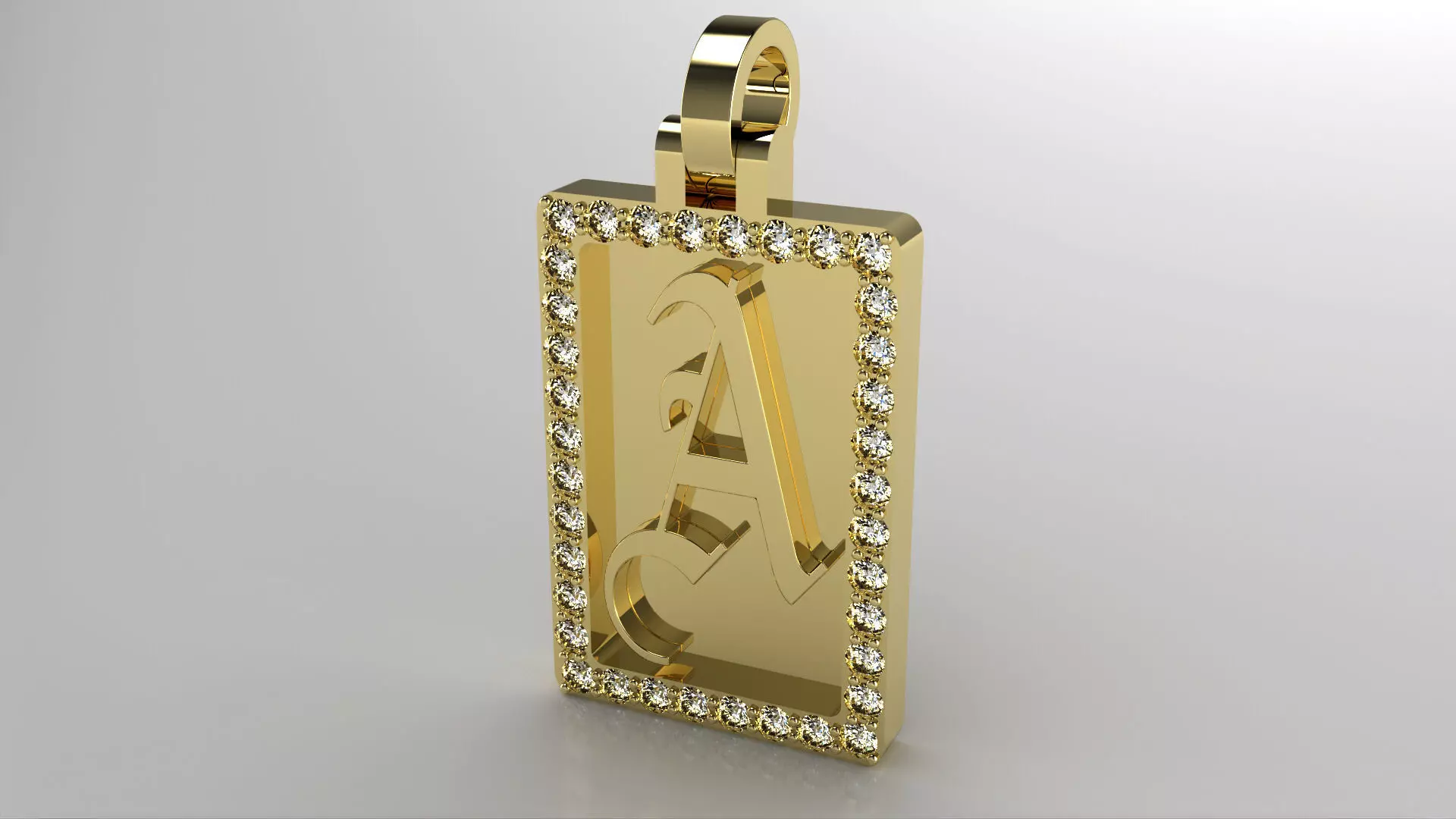 old English letter pendent with diamonds  3D print model_0
