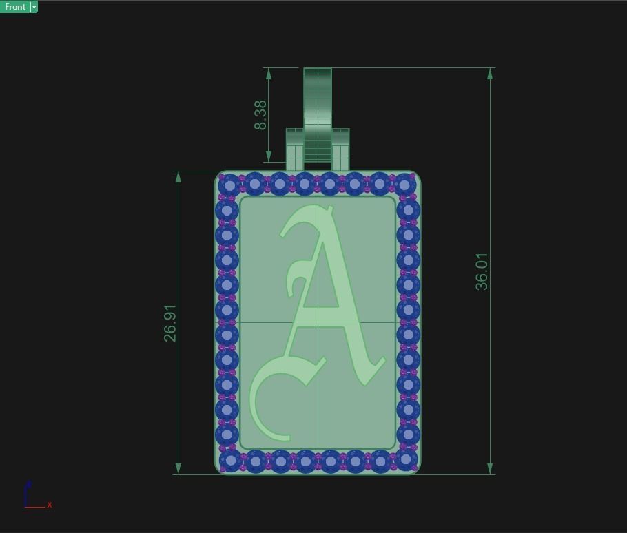 old English letter pendent with diamonds  3D print model_3