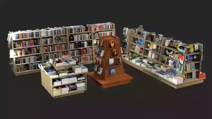 Bookstore Book Store Low-Poly 3D model Low-poly 3D model