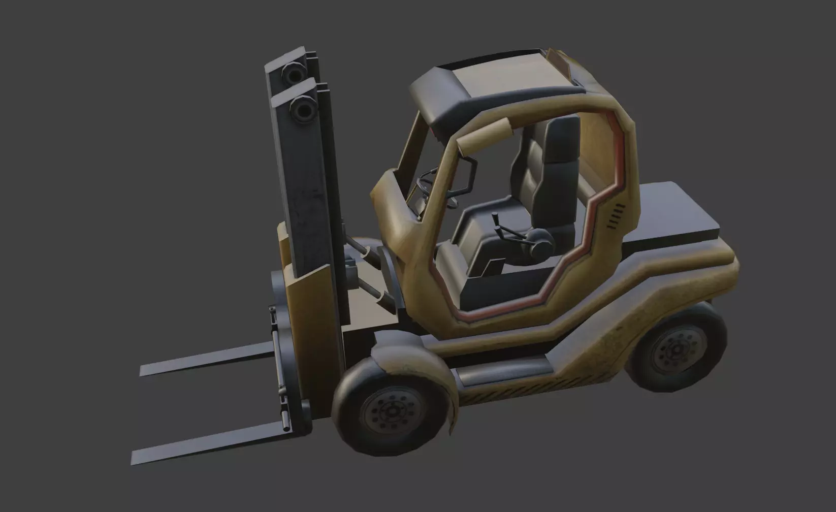 forklift  Low-poly 3D model_0