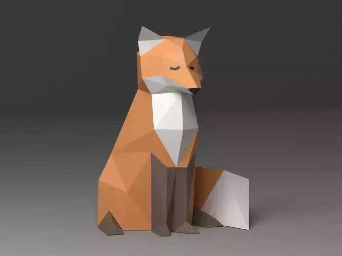 Fox polygonal papercraft decoration