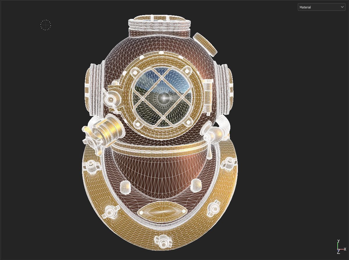 Decorative Submarine Helmet 3D model_7