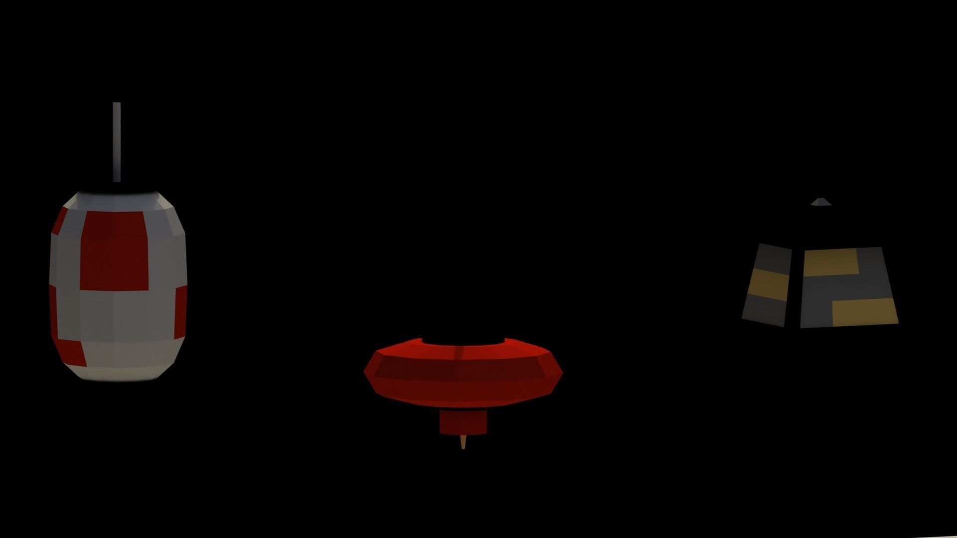 Low Poly Japanese Lanterns Low-poly 3D model_3