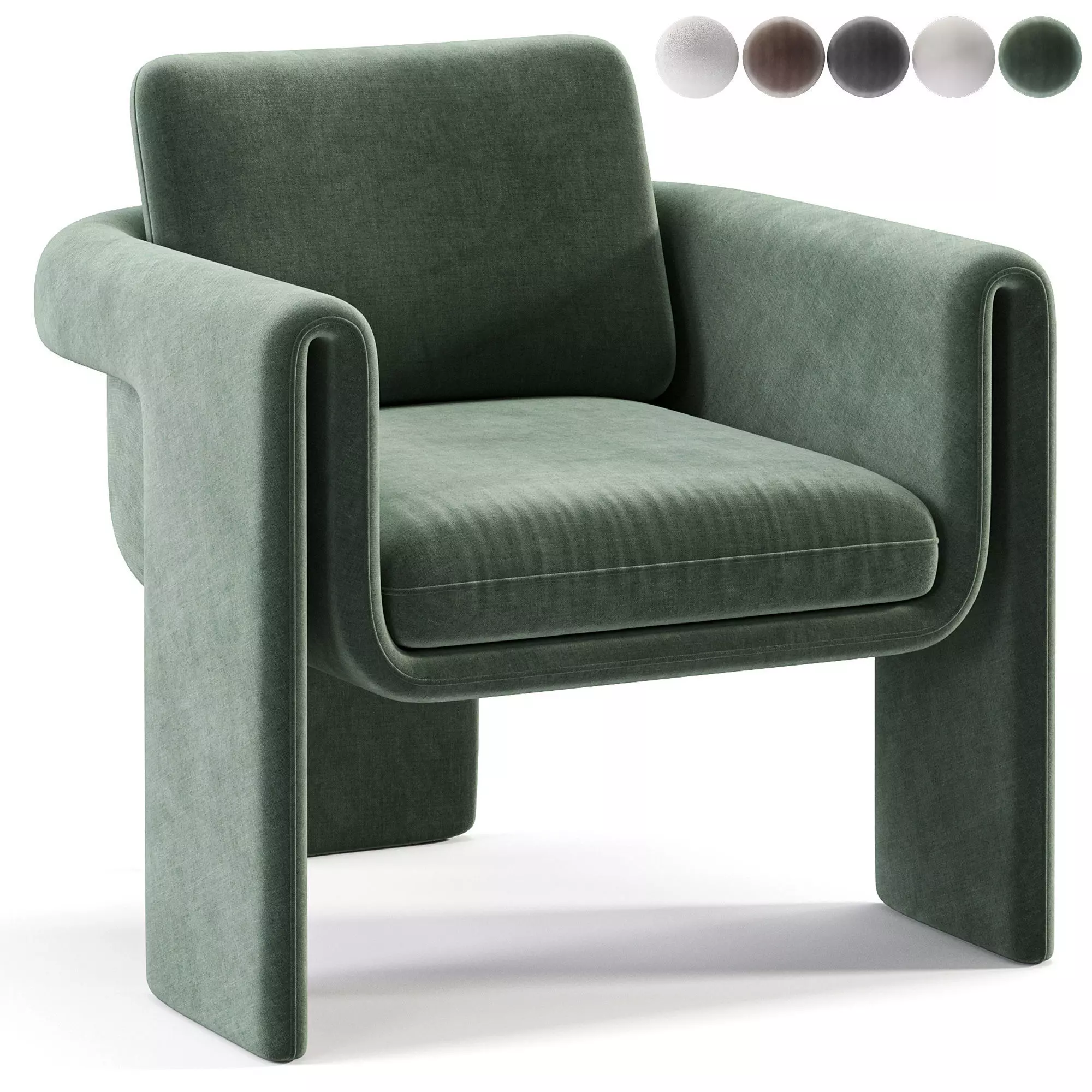 Floria velvet chair 3D model_0