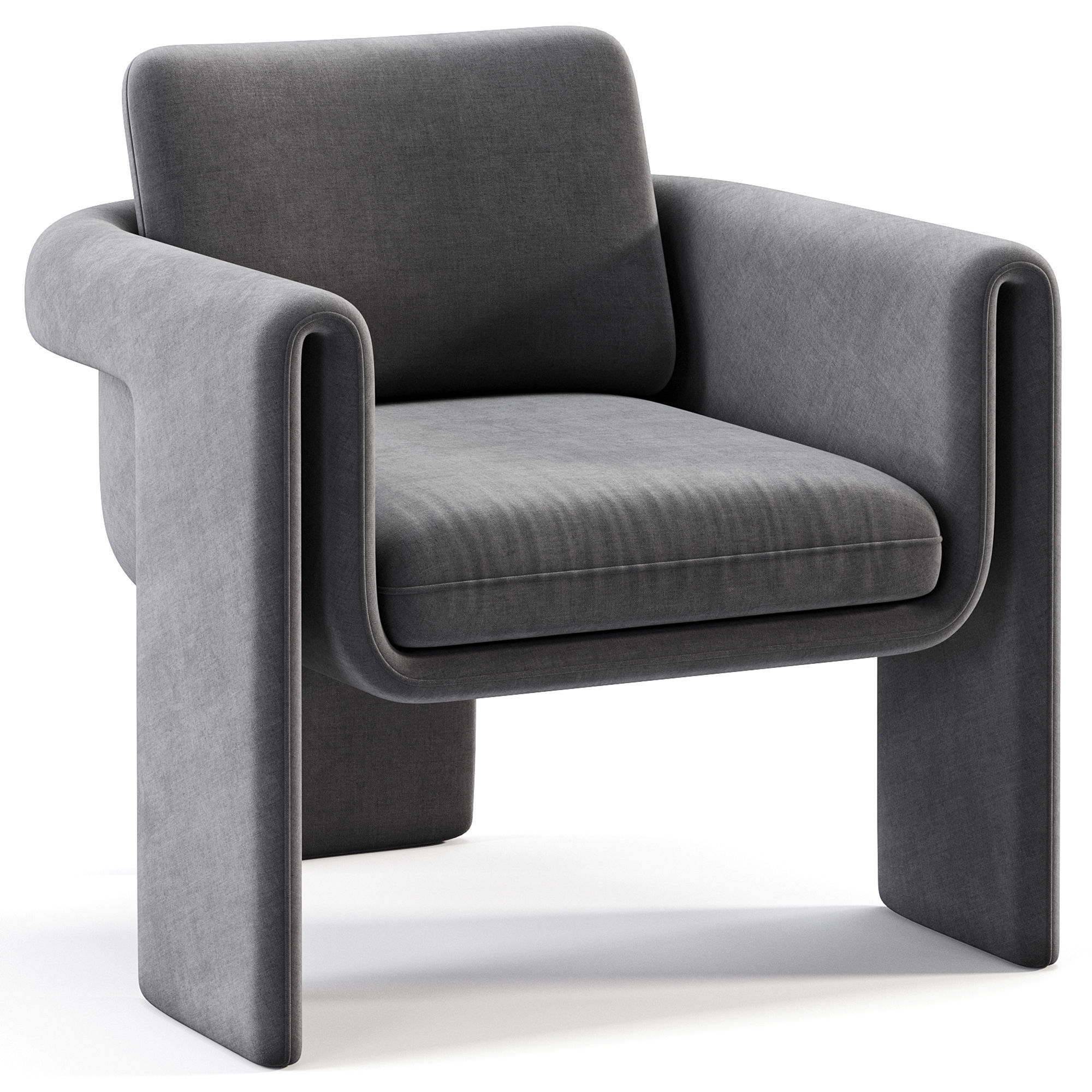 Floria velvet chair 3D model_3