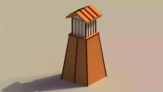 Low Poly Japanese Lamp Post Low-poly 3D model