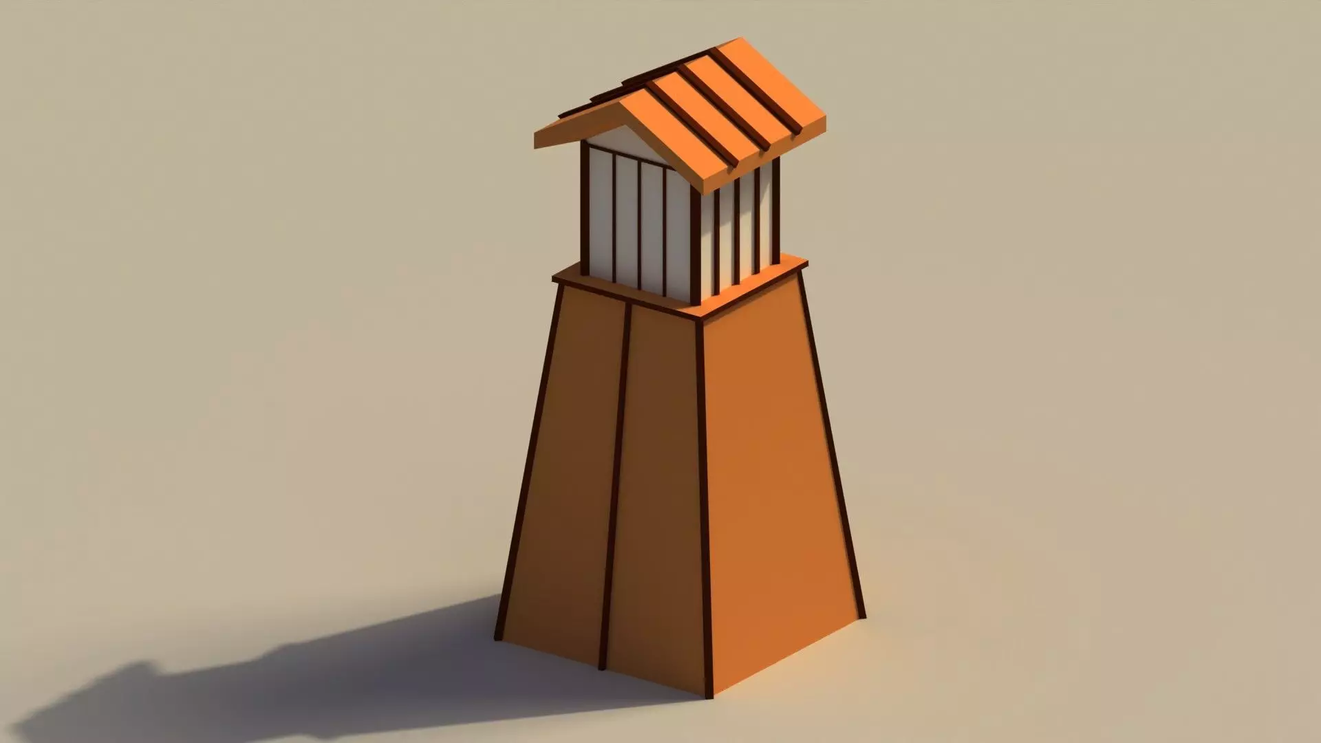 Low Poly Japanese Lamp Post Low-poly 3D model