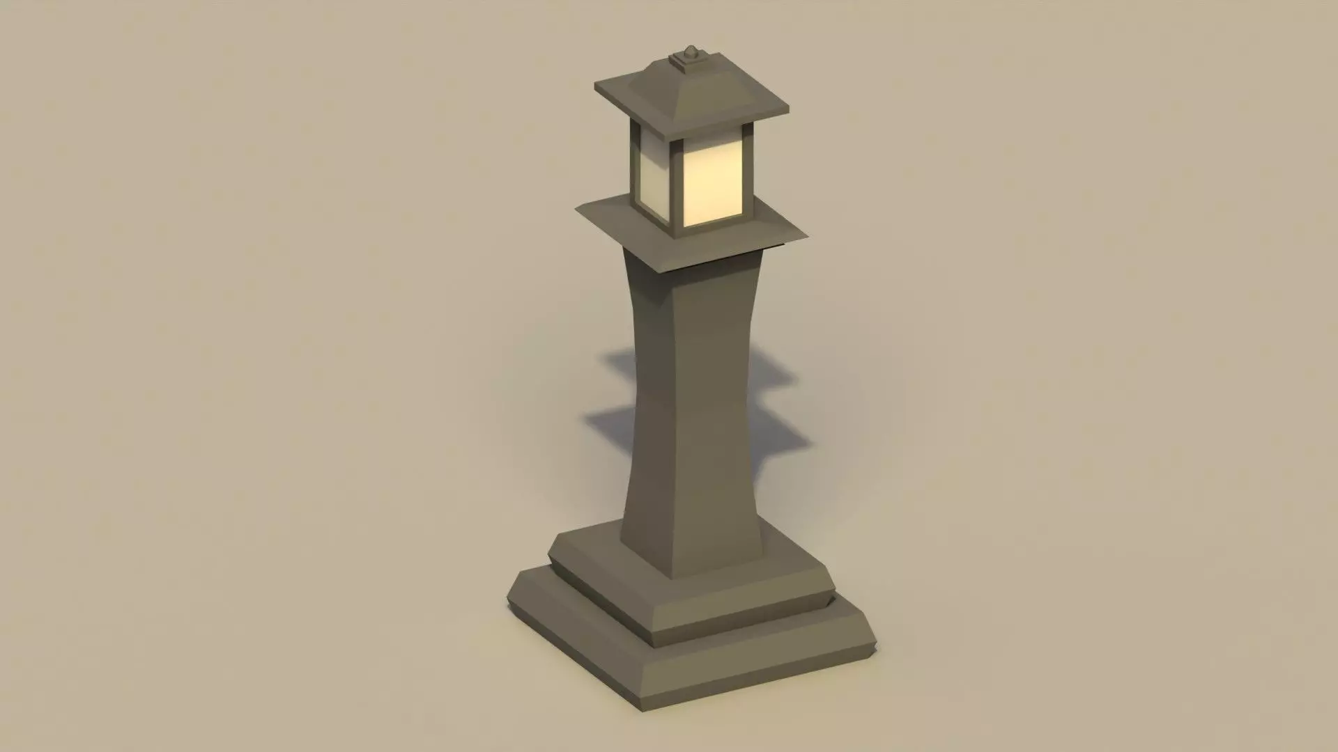 Low Poly Japanese Lamp Post Low-poly 3D model_0