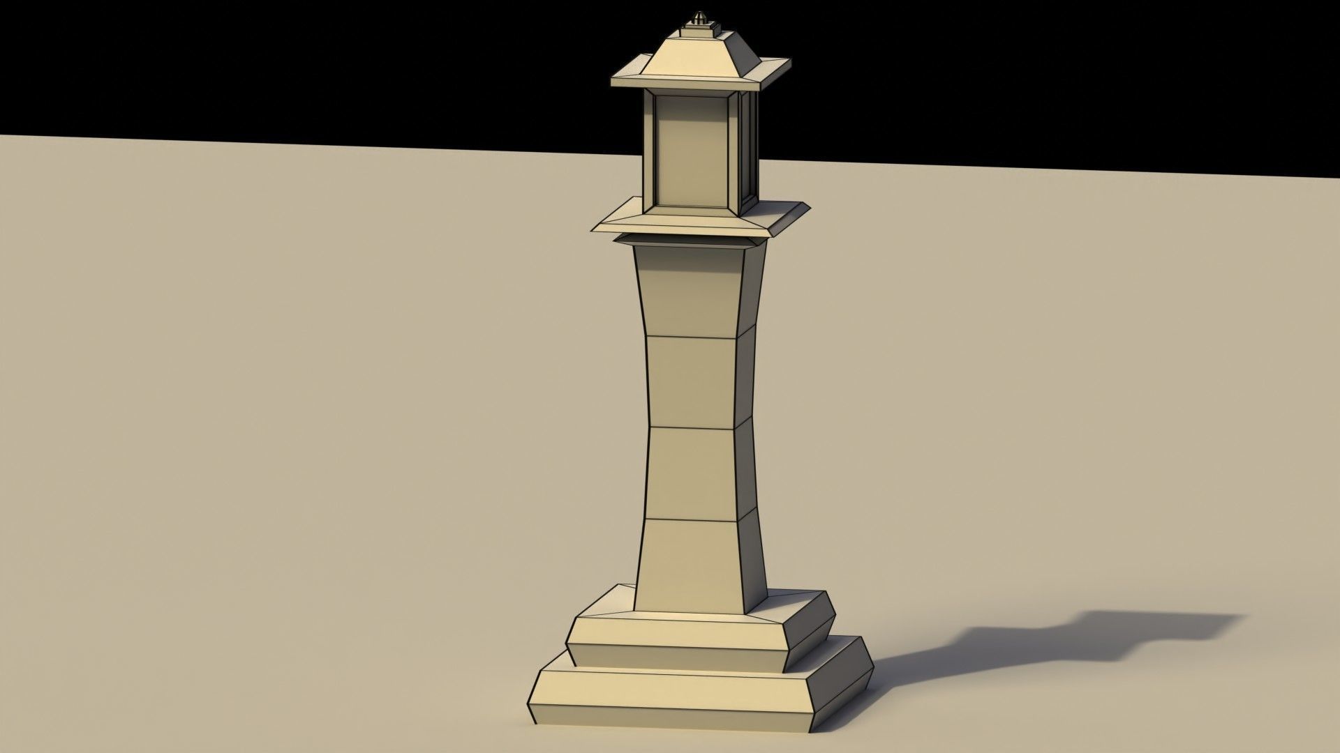Low Poly Japanese Lamp Post Low-poly 3D model_6