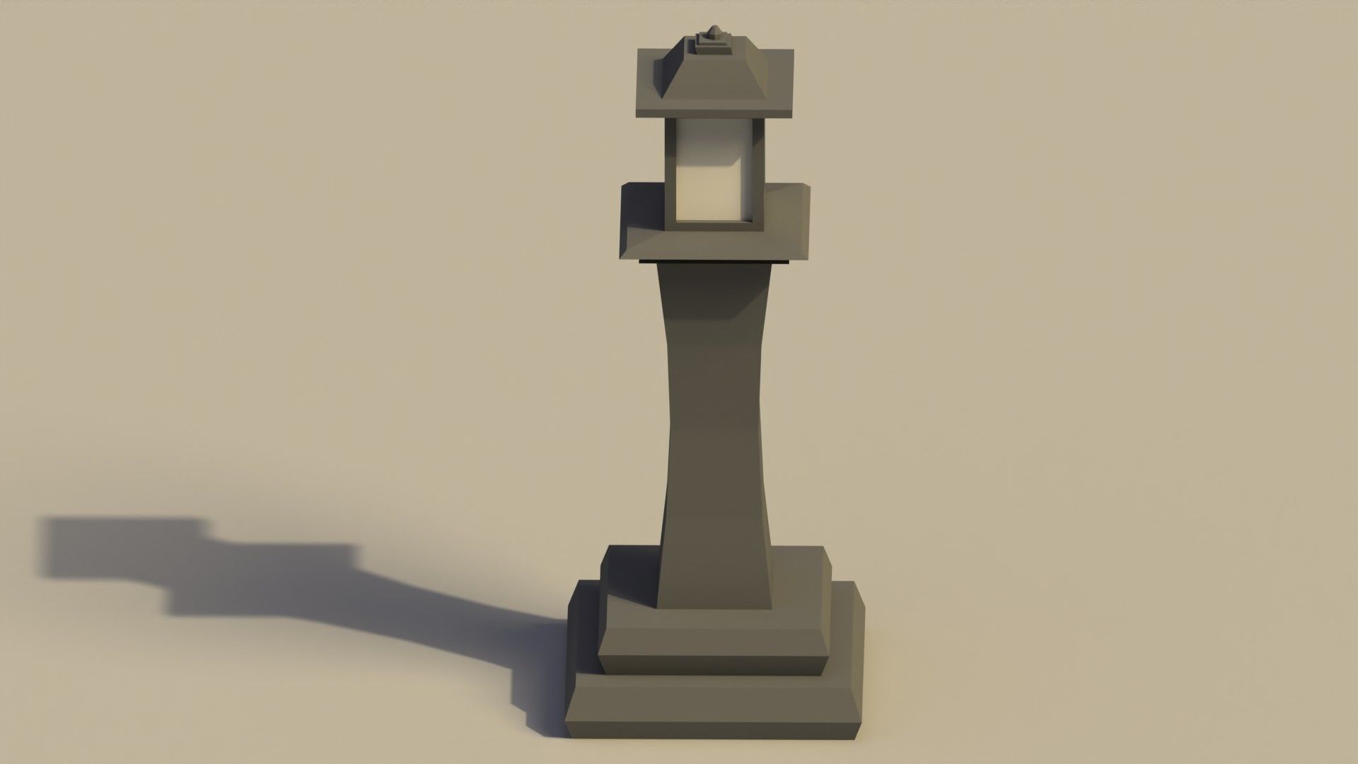 Low Poly Japanese Lamp Post Low-poly 3D model_4