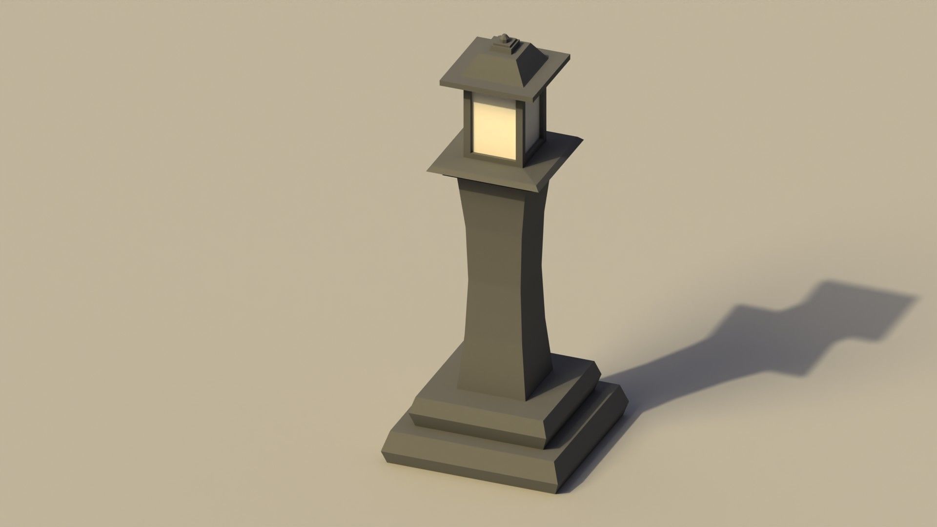 Low Poly Japanese Lamp Post Low-poly 3D model_1