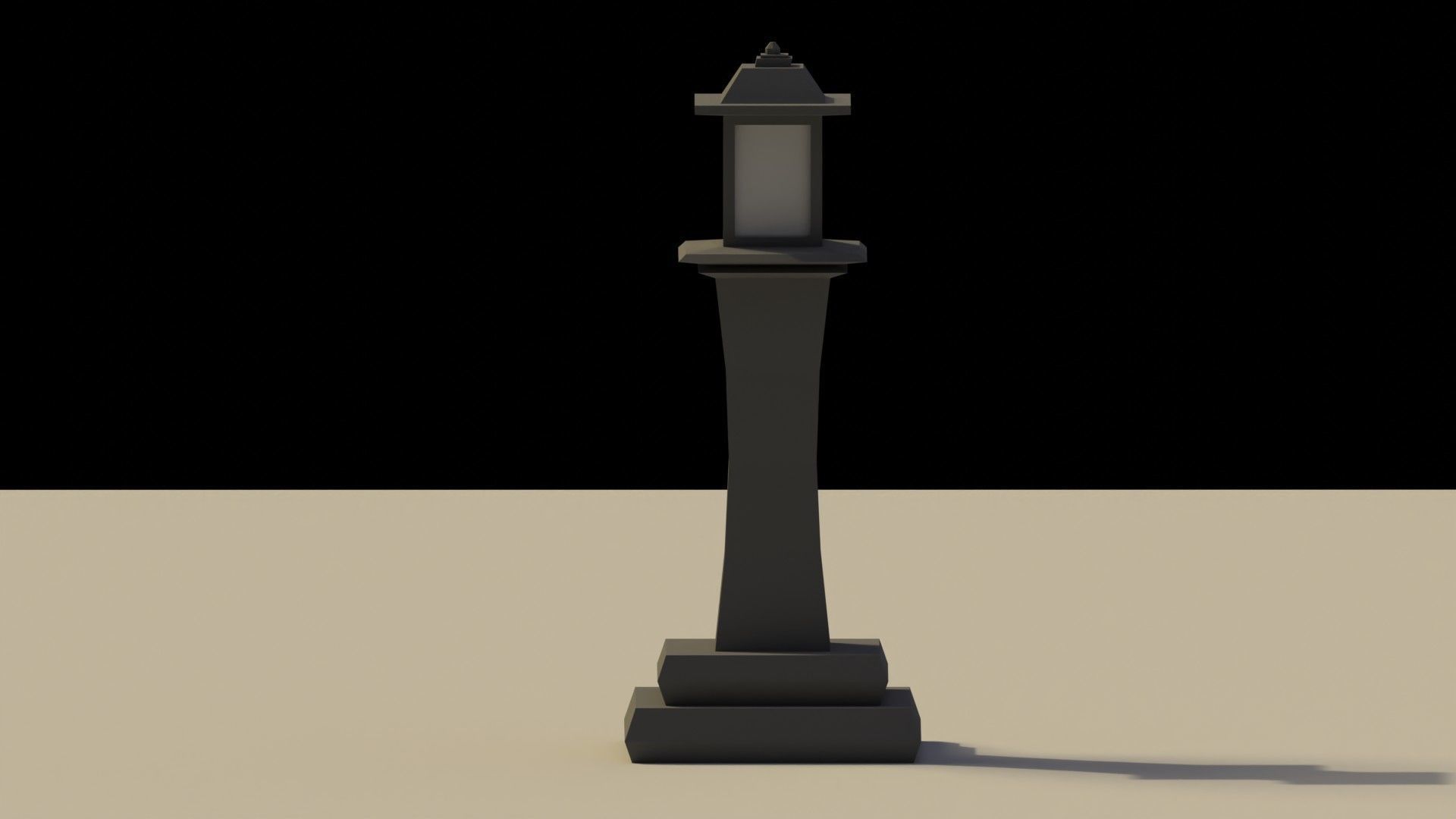 Low Poly Japanese Lamp Post Low-poly 3D model_2