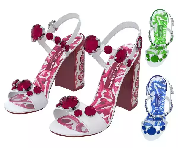 Dolce Gabbana Majolica print Embellished Sandals Low-poly 3D model