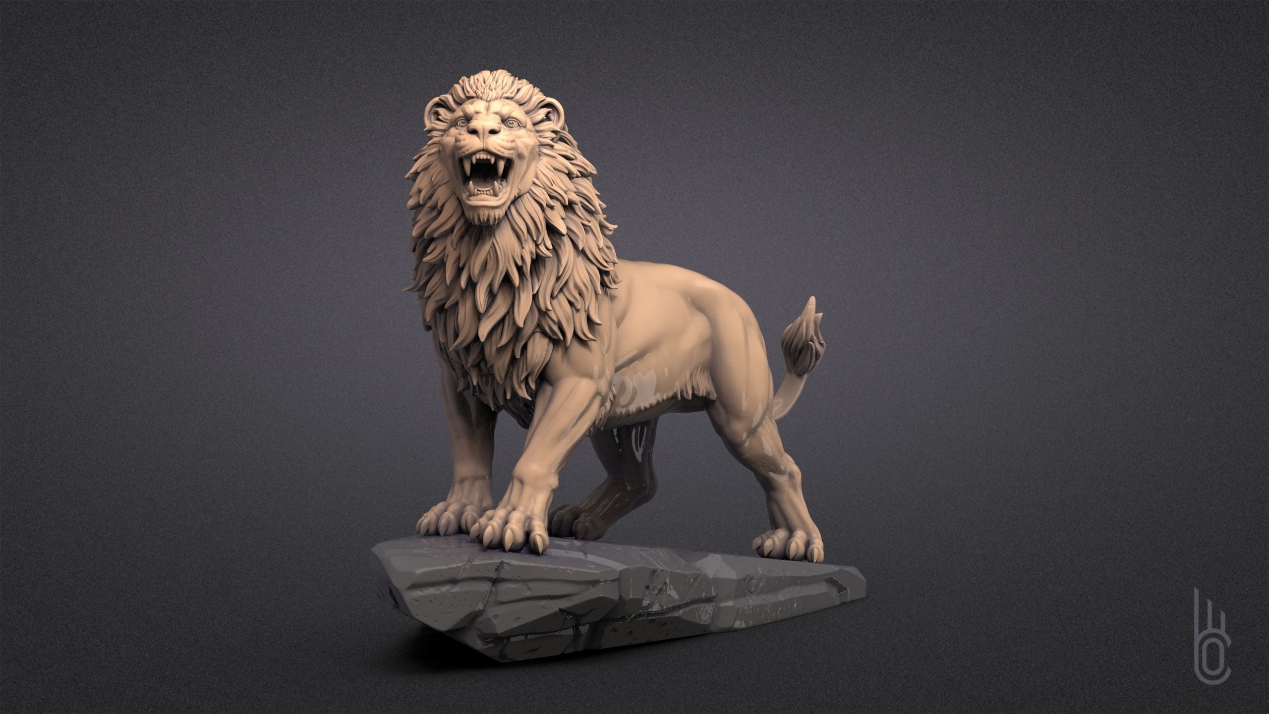 Growling Lion 3D print model_9