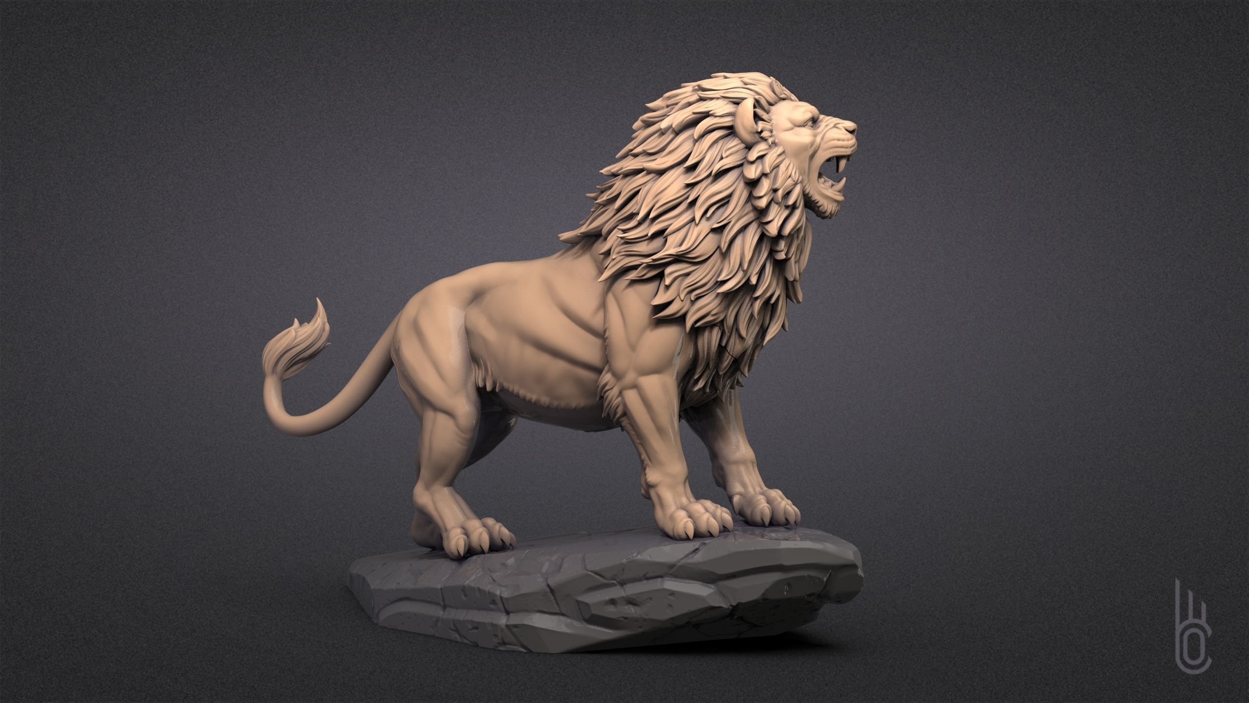 Growling Lion 3D print model_7